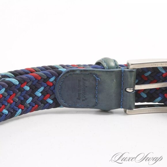 $450 Authentic ANDERSON'S Made in ITALY Men's Multi-Colors Braided Belt Sz.36 - Picture 10 of 12